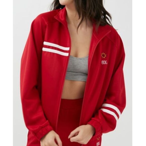 Bdg Elle Zip-front Jacket In Red Size Extra Large - Picture 1 of 12